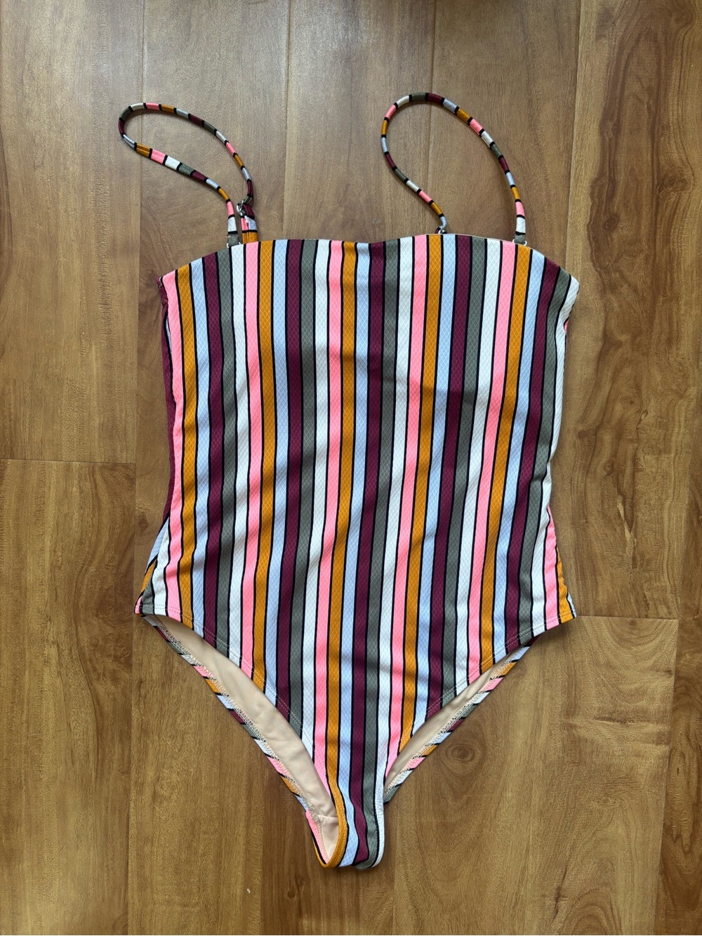 Cotton On Striped One-Piece Swimsuit in Pink, Orange & Blue